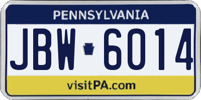 PA license plate JBW6014