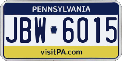 PA license plate JBW6015