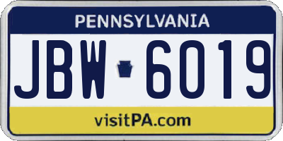 PA license plate JBW6019