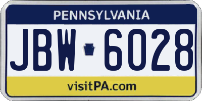PA license plate JBW6028