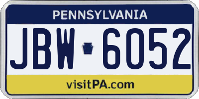 PA license plate JBW6052