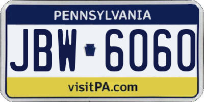 PA license plate JBW6060
