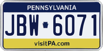 PA license plate JBW6071