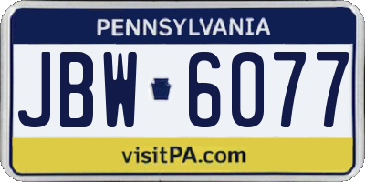 PA license plate JBW6077