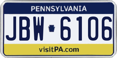 PA license plate JBW6106