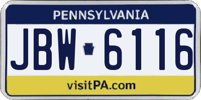 PA license plate JBW6116