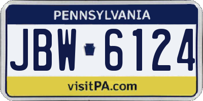 PA license plate JBW6124