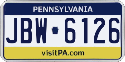 PA license plate JBW6126