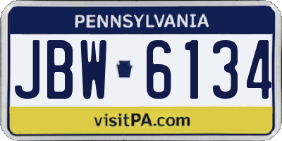 PA license plate JBW6134