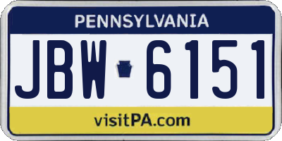 PA license plate JBW6151