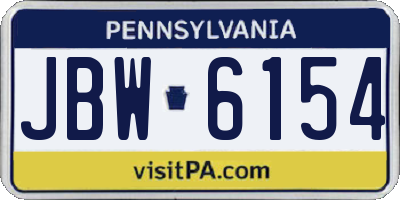 PA license plate JBW6154