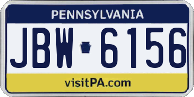 PA license plate JBW6156