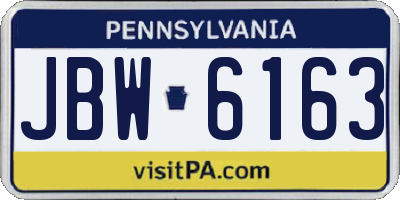 PA license plate JBW6163