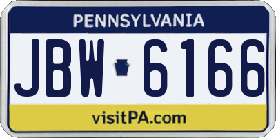 PA license plate JBW6166