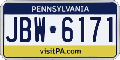 PA license plate JBW6171