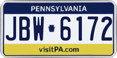 PA license plate JBW6172