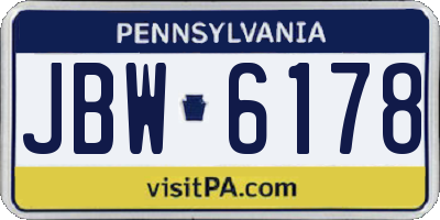 PA license plate JBW6178