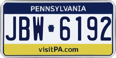 PA license plate JBW6192
