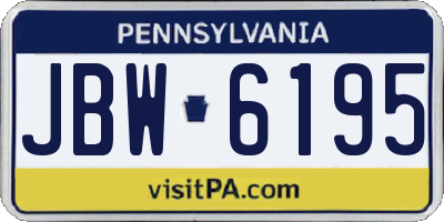 PA license plate JBW6195