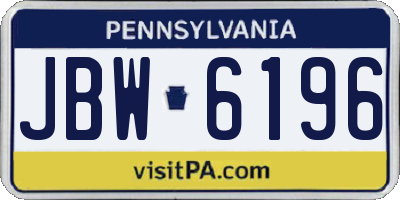 PA license plate JBW6196