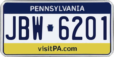PA license plate JBW6201