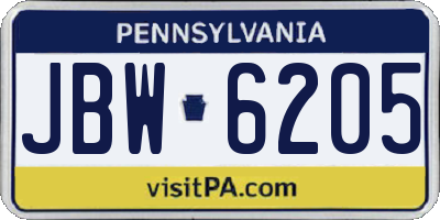 PA license plate JBW6205