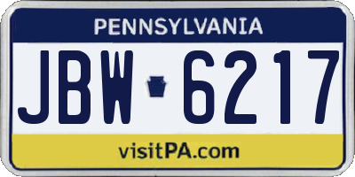 PA license plate JBW6217