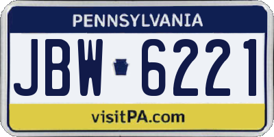 PA license plate JBW6221