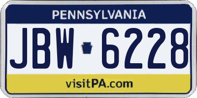 PA license plate JBW6228