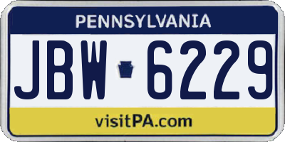 PA license plate JBW6229