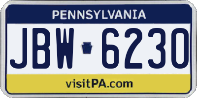 PA license plate JBW6230