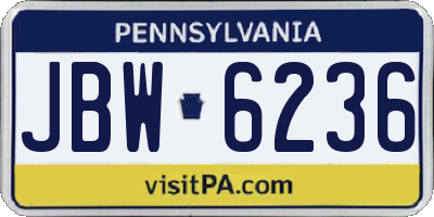 PA license plate JBW6236