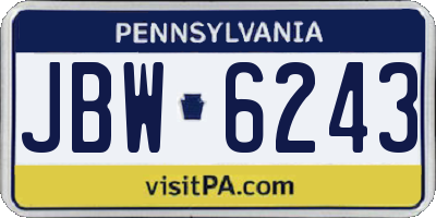 PA license plate JBW6243