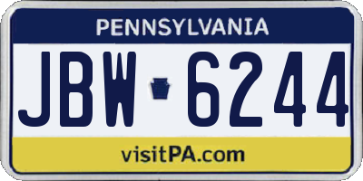 PA license plate JBW6244