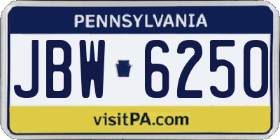 PA license plate JBW6250
