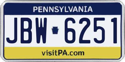PA license plate JBW6251