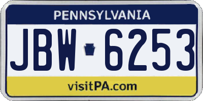 PA license plate JBW6253