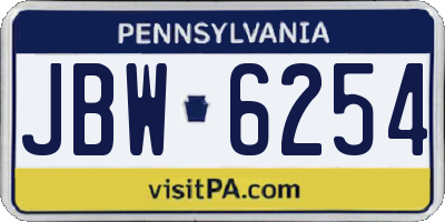 PA license plate JBW6254