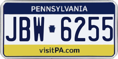 PA license plate JBW6255