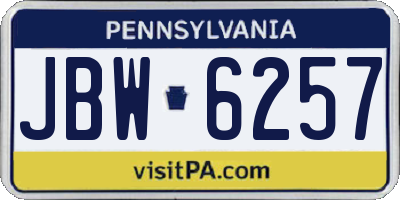 PA license plate JBW6257