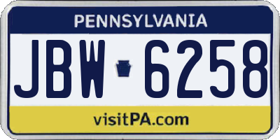 PA license plate JBW6258