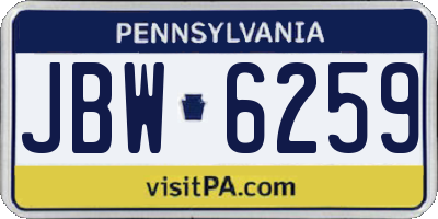 PA license plate JBW6259