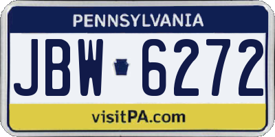 PA license plate JBW6272