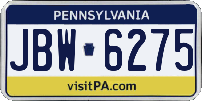 PA license plate JBW6275