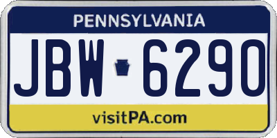 PA license plate JBW6290