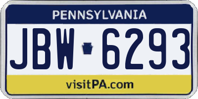 PA license plate JBW6293