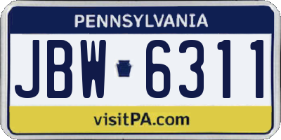 PA license plate JBW6311