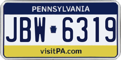 PA license plate JBW6319