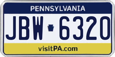 PA license plate JBW6320