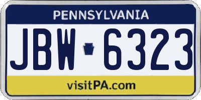 PA license plate JBW6323